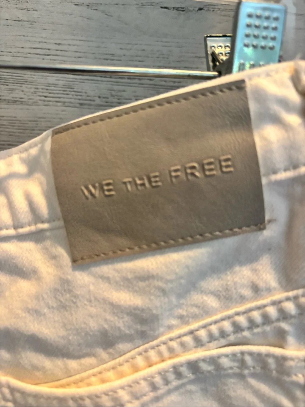 Free People white denim shorts
